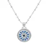 Collar Giratorio Ojo del Diablo de Plata de Ley S925 para Mujer, Completamente Incrustado con Cadena de Perlas Redondas de Circón Azul, Cadena de Clavícula de Lujo Ligero de Nicho Venta al por Mayor