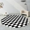 Alfombra Redonda de Tablero de Ajedrez Transfronteriza para Sala de Estar, Dormitorio, Sofá, Vestidor, Tocador, Felpudo Antideslizante, Alfombrilla para Piso de Habitación