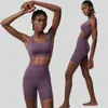 Conjunto de Ropa de Yoga de Onda Pequeña de Verano Transfronterizo para Mujer, Talla Grande Lycra Secado Rápido Ropa Deportiva para Correr y Fitness Conjunto de Dos Piezas