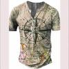 Camiseta con estampado digital para hombre, estilo europeo y americano, con estampado náutico, cuello redondo y 7 hebillas, informal, de manga corta.