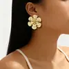 Brincos Populares de Flor de Ferro para Mulheres, Celebridade da Internet Europeia e Americana, Estilo Transfronteiriço de Luxo Leve, Moda Vintage, Acessórios Versáteis de Alta Qualidade