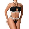 Nuevo Conjunto de Lencería de Encaje Sexy para Comercio Exterior, Sujetador Plateado Sexy sin Aros, Push-Up, Tanga Cómoda para Mujer