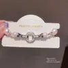 Pulsera Geométrica con Perlas de Zirconia y Perlas, Pulsera de Moda, Sencilla y Versátil, Joyería de Gama Alta de Nicho para Mujeres