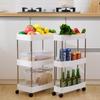 Carrinho de armazenamento de piso para lanches domésticos, multicamadas, com rodas, estante móvel para quarto, estante simples para dormitório