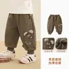Calça de Fleece Forrada Kaka Panda para Meninos Calça de Moletom de Inverno para Meninas Roupas de Inverno para Bebês e Crianças Calça Longa de Outono e Inverno para Bebê