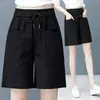 Shorts Feminino de Verão Wide-Leg, Caimento Solto, Tamanho Grande, Emagrecedor, Versátil, Casual, Esportivo, Cintura Alta, Estilo Fino