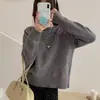 Nuevo estilo de primavera top de lana con adornos de perlas, cuello redondo, casual, estilo coreano, simple y elegante, versátil para mujer