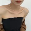Collar de perlas de agua dulce barrocas naturales retro coreanas, diseño de nicho para mujer, cadena de clavícula de perlas de alta calidad, collar de cadena para mujer