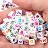 4 6 7 10 mm cuentas sueltas acrílicas cuentas con letras en inglés cuentas planas hechas a mano diy accesorios de joyería con cuentas pulsera