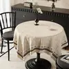 Mantel Redondo Vintage Estilo Francés, Impermeable, Resistente al Aceite, Lavable, Resistente al Calor, Funda de Mesa de Lujo de Gama Alta, Cubierta para Mesa de Café
