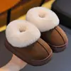Pantuflas de algodón para niños de invierno con talón, cálidas y de felpa, suela gruesa, pantuflas de gamuza para el hogar para padres e hijos, para niños y niñas