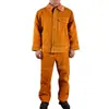 Vestuário de proteção para trabalho de soldagem em couro de boi, macacão de soldador, reparo de automóveis, roupas de proteção contra respingos de fogo, conjunto de duas peças (jaqueta e calça)