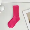 Meias de Algodão Femininas Outono e Inverno Dopamina Plissadas Estilo Japonês Cor Sólida Cano Médio Versão Coreana Absorventes de Suor Respiráveis Meias Largas para Meninas