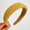 Moda Corea del Sur Diadema de sarga de borde ancho de esponja Morandi tela de color sólido para lavar la cara diadema alta con parte superior de calavera para recoger el cabello R486