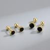 Aretes de Plata Esterlina S925 con Gota de Pegamento Negro con Pasador de Tornillo, Estilo Japonés y Coreano Personalizado, Chapado en Oro, Entrada de Lujo para Hombre y Mujer, Estilo ins