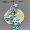 Flores Artificiales Azules Ramo Materiales para Decoración de Escena de Boda, Rosas Azules para Arreglo de Piso de Salón de Bodas y Flores Decorativas