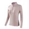 2026 Primavera/Otoño Casual Cuello Alto Media Cremallera Manga Larga Liso Versátil Cuello Alto Capa Base Deportiva Corte Ajustado Top para Correr