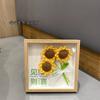 Ramo de girasoles tejido a mano DIY lana flor eterna hecho en casa decoración marco de fotos regalo Día del Maestro graduación