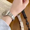 Aplicable para banda de reloj de acero inoxidable estilo bambú para Apple Watch, correa de reloj iwach10 de una sola cuenta para mujer con diseño de "cintura pequeña".