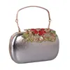 Comércio Exterior Simples Couro PU Bolsa Feminina Incrustada com Diamantes Bolsa Clutch Rígida Cor Sólida Bolsa para Vestido de Banquete Bolsa Pequena para Vestido de Noite