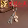 Colgante llavero zodiaco de madera de haya, Art Ming Xianyuan, linda cadena para teléfono móvil del zodiaco tallada a mano, charm para bolso