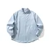 RuMeng Marca Japonesa de Moda Estilo Simple Transpirable Ropa de Trabajo para Viajar al Trabajo Camisa Hombre Otoño Lavada Holgada Casual Manga Larga
