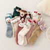 Calcetines de terciopelo de visón de muñeca de dibujos animados para niños, otoño e invierno, calcetines tridimensionales de tubo alto para niñas, calcetines de marea, una generación de cabello