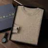 Suéter de cashmere liso com gola redonda para homens, cashmere de cabra, camada base de lã simples para outono e inverno, suéter de tricô solto