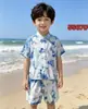 Conjunto tie-dye para niño 2025 Índigo vegetal original Hecho a mano Azul Rendimiento Uso diario festivo Suéter