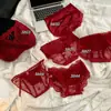 2026 Año Nuevo Chino Rojo Boda Sexy Panties de Satén y Encaje para Mujer 10A Algodón Antibacteriano Entrepierna Extendida Cintura Media