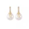 Pendientes de perlas retro francesas con diseño de nicho para mujer, perlas naturales de agua dulce de imitación, con diamantes, con hebilla para las orejas.