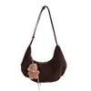 Bolsa Tote Casual de Camurça Formato Dumpling para Mulheres 2025 Inverno Nova Tendência High-End Estilo Preguiçoso Bolsa de Ombro Único Transversal