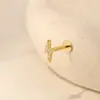 Pendientes de Plata de Ley S925 con Circonita, Joyería para Perforación de Hélice de Rayo de Fondo Plano
