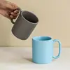 Caneca Cerâmica Simples Personalizada com Logo Alça Oval Cor Sólida Copo para Beber Café Leite Fábrica Liling