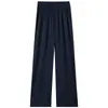 Pantalones anchos de lino Tencel para mujer, estilo nuevo de verano fino de Lyocell, mezcla de algodón y lino de seda helada antiarrugas, no necesita planchado, versátiles pantalones de pierna recta