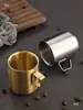 Taza de Café de Acero Inoxidable 304 Doble Capa Estilo Coreano con Asa, Taza Anticaídas, Taza para Desayuno y Leche, Taza de Cerveza, Taza de Agua