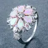 Anillo de flor de ópalo rosa claro europeo y americano transfronterizo, venta caliente, moda masculina, accesorios de anillo retro