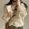 Suéter cárdigan corto holgado con estampado brillante, estilo retro, estilo perezoso, estilo chic de Corea del Sur, para otoño e invierno, ideal para mujer.