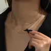 Collar de Cadena de Serpiente Geométrica Retro con Lentejuelas y Colgante de Disco Doble Capa Transfronterizo Europeo y Americano para Mujer