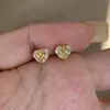"Sombra da Íris" Brincos Vintage em Forma de Coração com Flor de Íris para Mulheres, Incrustados com Zircônia, Brincos de Nicho Retro de Luxo Leve de Alta Qualidade