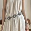 Cinturón de metal estilo bohemio con cadena para la cintura, resistente, tallado en turquesa blanca, sencillo y combinable, para mujer, vestido largo de verano.