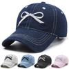 Gorra de Béisbol de Mezclilla con Lazo Bordado para Mujer, Gorra de Sol para Exteriores de Verano, Gorra Protectora Solar para Estudiantes de Primaria, Gorra de Moda Casual