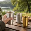 Copo de aço inoxidável 304 de camada única com degraus para cerveja artesanal, copo para bebidas frias ao ar livre, copo de água portátil empilhável
