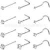 Unha de Nariz Básica em Liga de Titânio Formato 1 Formato 7 Formato 5 Cravejado com Zircônia Diamantada Argola de Nariz 1,5mm-3mm Joias para Piercing Joias de Nariz
