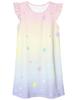 Pijama Feminino Casual Doce com Mangas Volantes, Estampa Digital 3D Gradiente Arco-Íris Aurora Estrela Iridescente, Estilo Europeu e Americano, Transfronteiriço