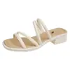 Sandalias de Noche Estilo Francés de Uso Bidireccional para Mujer, Nuevo Modelo de Verano 2026 Versión Coreana, Chanclas de Tacón Grueso Suave Estilo Hada con Tira Fina para Uso en Exteriores