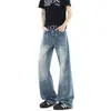 Pantalones de Mezclilla Negros Lavados Desgastados Estilo Retro Americano para Hombre Marca de Tendencia Otoño Nuevos Rectos Holgados Largos