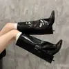 2026 Botas de Caballero de Punta Nueva para Mujer Hebilla de Cinturón Botas de Pierna de Pantalón de Tacón Alto Botas de Tacón de Aguja Botas de Tubo Recto Botas Largas Hasta la Rodilla