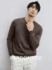Suéter de Hilo Suave como una Nube, Cálido para Invierno, Amigable con la Piel, Cuello en V para Hombre, Térmico y Versátil para Viajar al Trabajo, Para Usar en Capas, Tejido de Punto de Color Sólido