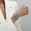 Pulseras Populares Transfronterizas Europeas y Americanas, de Moda y Personalizadas, Ramas Exageradas de Forma Especial, Joyería de Pulsera Metálica con Apertura de Resorte de Borde Ancho